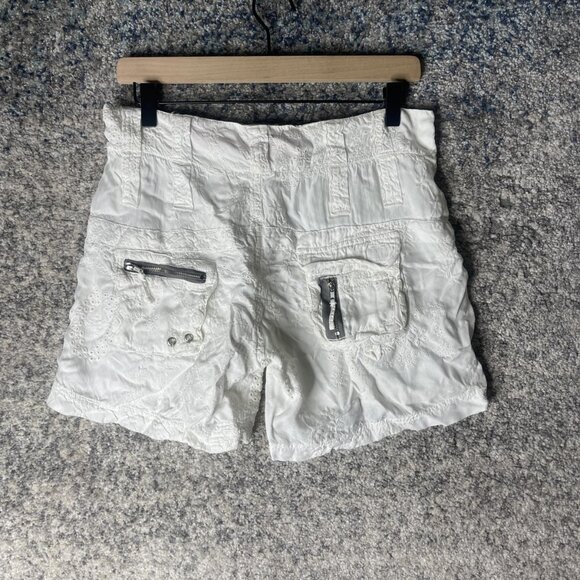 Johnny Was Shorts Womens 0 White Embroidered Eyelet Cargo Boho Festival Summer - Picture 4 of 8